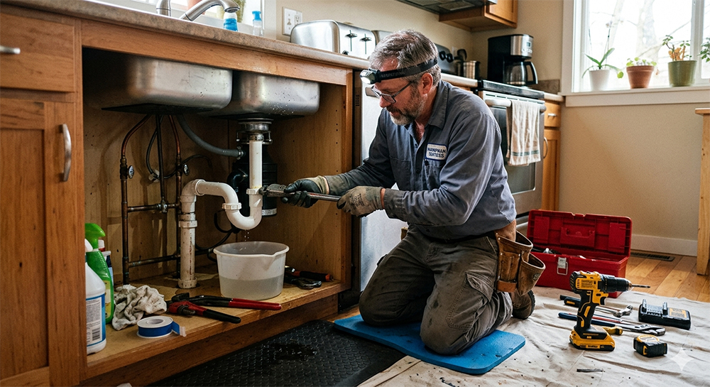 Handyman working on a home repair job